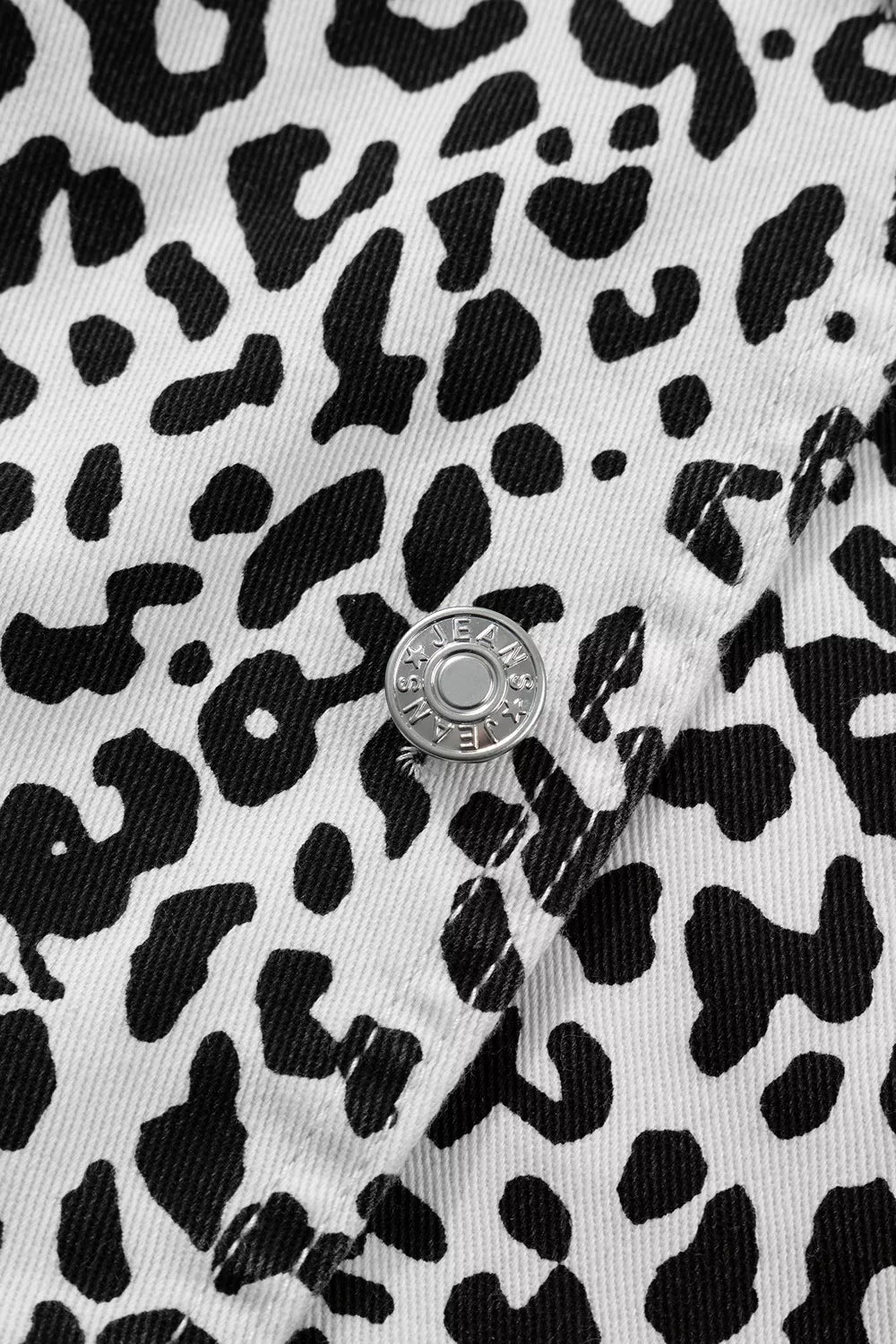 Freya Leopard Print Button Overlap Denim Shorts — view 9