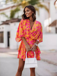 Pele Layered Printed Surplice Mini Dress — thumbnail 1