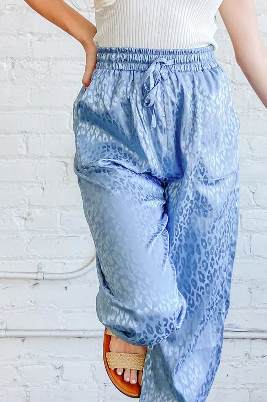 Lakshmi Satin Leopard Print Joggers — view 7