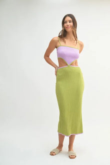 Kali Ribbed Knit Color Block Cutout Midi Dress — thumbnail 3