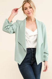 Juno Stretch Non-Wrinkled Basic Open-Front Blazer — thumbnail 3