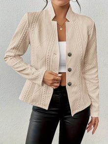 Athena Textured Knit Button-Front Blazer — thumbnail 7