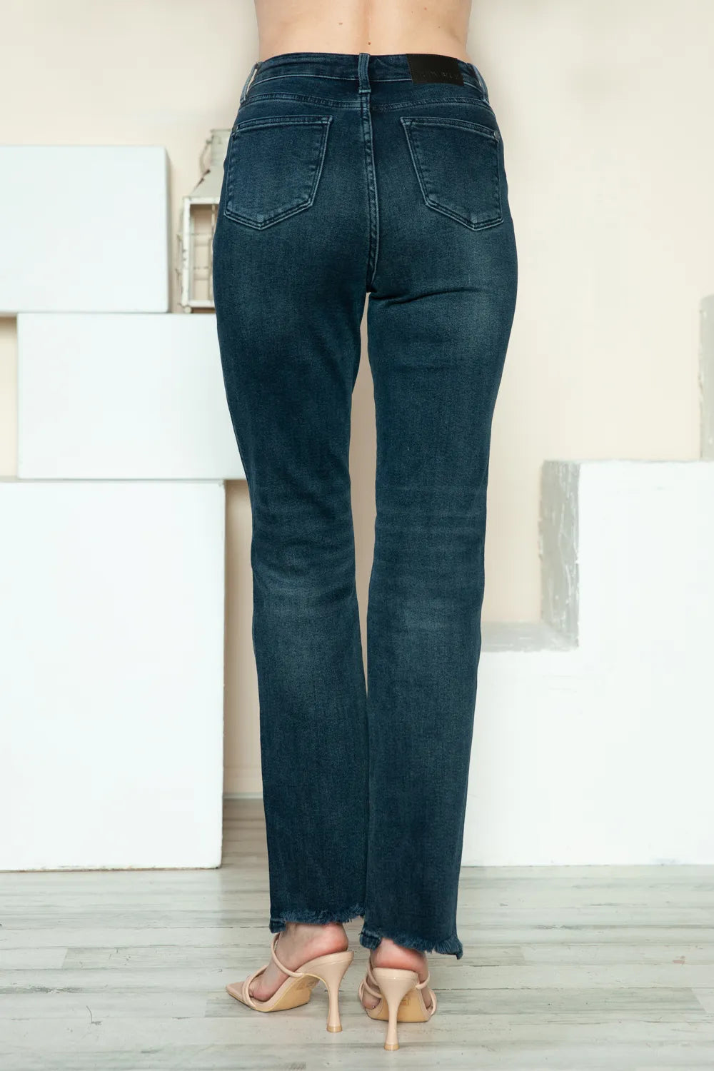 Vesta Button Fly Hem Destroy Straight Jeans — view 2