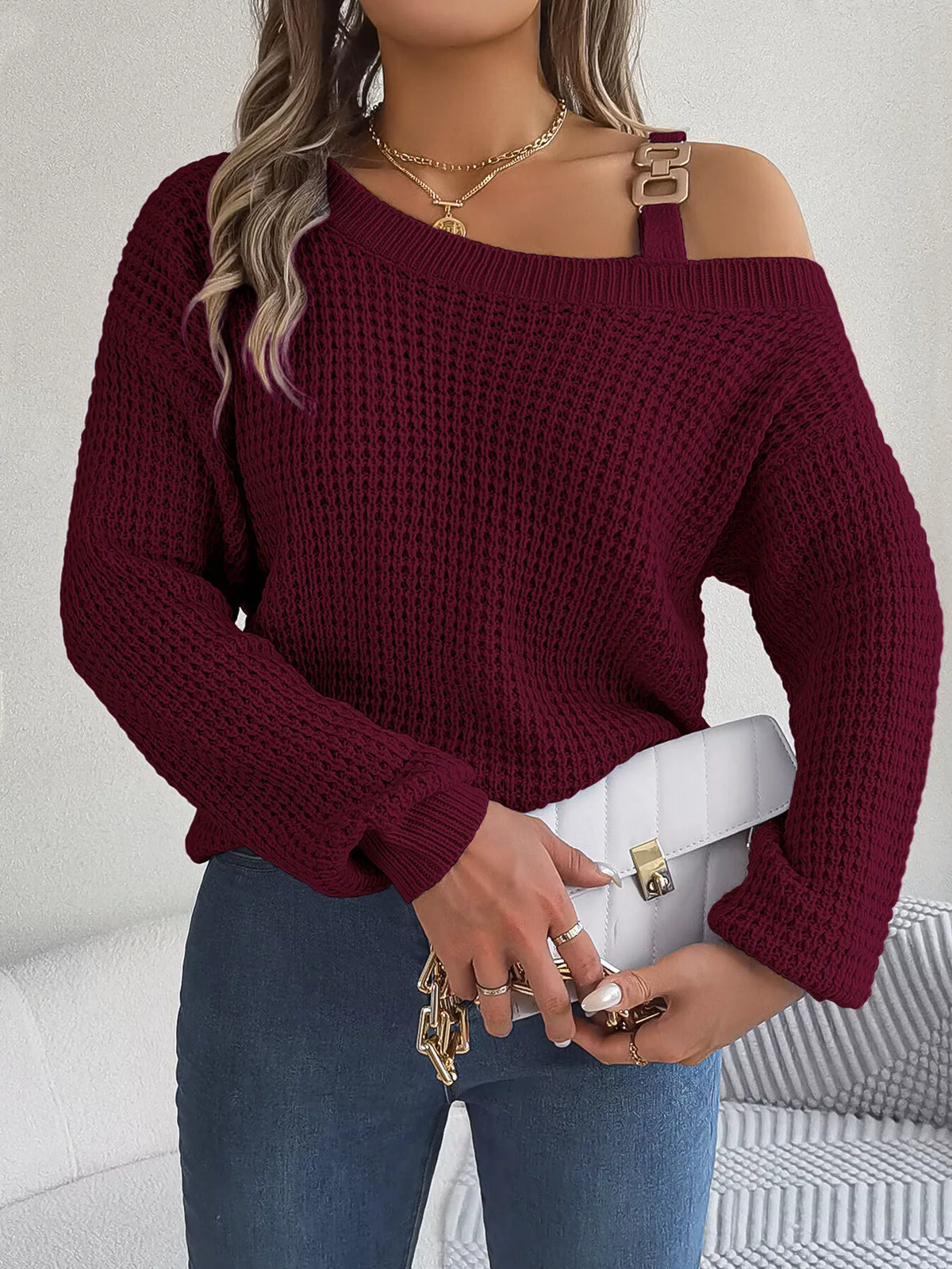 Parvati Asymmetrical Neck Long Sleeve Sweater — view 27