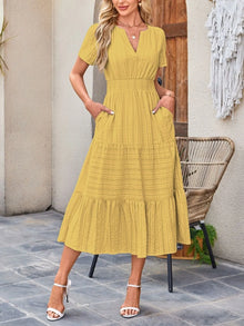 Sekhmet Tiered Notched Short Sleeve Dress — thumbnail 25