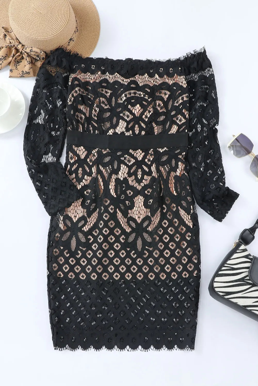 Morrigan Off-Shoulder Long Sleeve Lace Dress — view 4