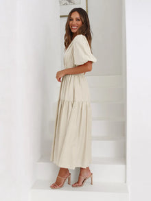 Persephone Tiered Surplice Half Sleeve Midi Dress — thumbnail 5