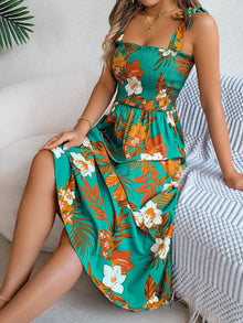 Persephone Smocked Floral Tie Shoulder Midi Dress — thumbnail 10