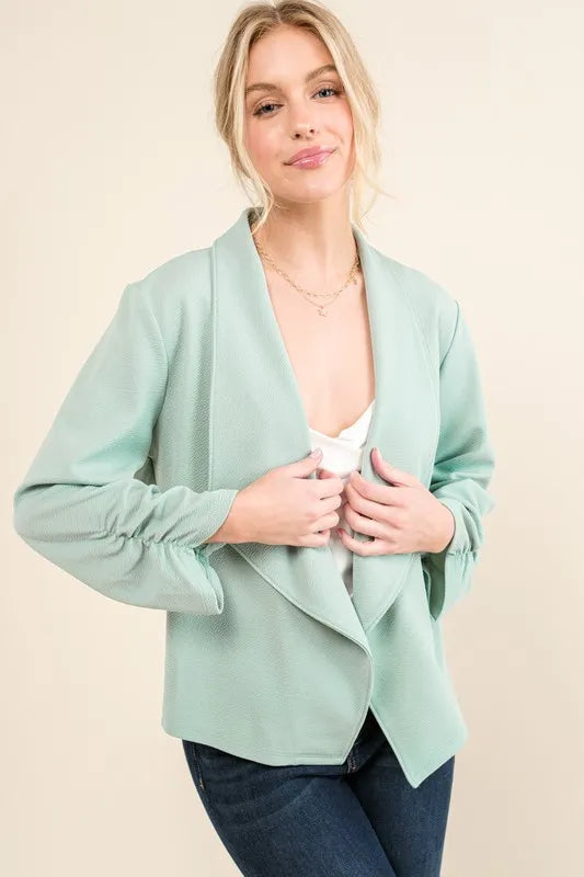 Juno Stretch Non-Wrinkled Basic Open-Front Blazer — view 7