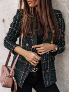 Athena Plaid Tweed Double-Breasted Blazer — thumbnail 9