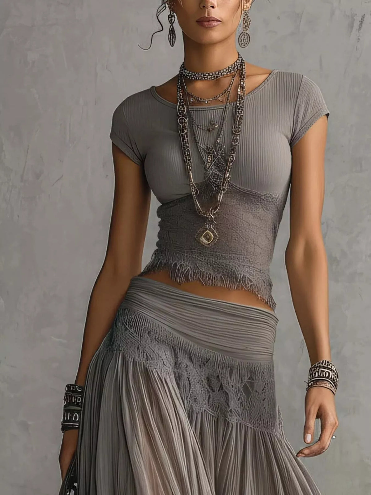 Morrigan Lace Slim Fit Top and Maxi Skirt Set — view 2
