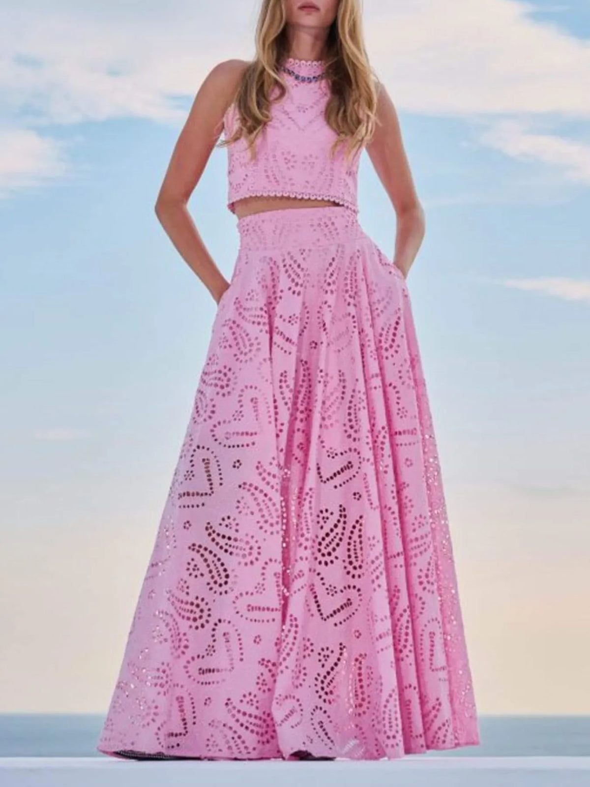 Aphrodite Eyelet Lace Top and Maxi Skirt Set — view 6
