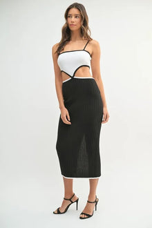 Kali Ribbed Knit Color Block Cutout Midi Dress — thumbnail 4
