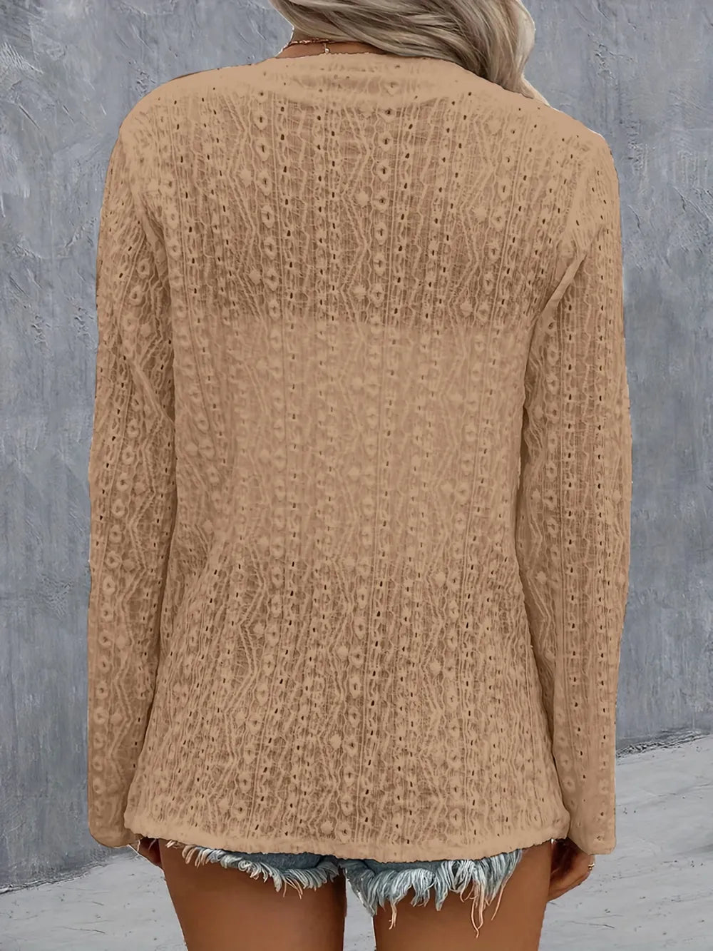 Brigid Eyelet Roll-Tab Sleeve Cardigan — view 15