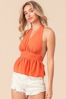 Demeter Back Open With Halter Neck Wrinkled Tank Top — thumbnail 8