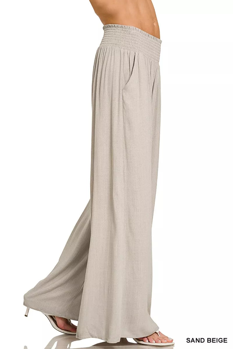 Rhea Smocked Waistband Wide Leg Lounge Pants — view 7