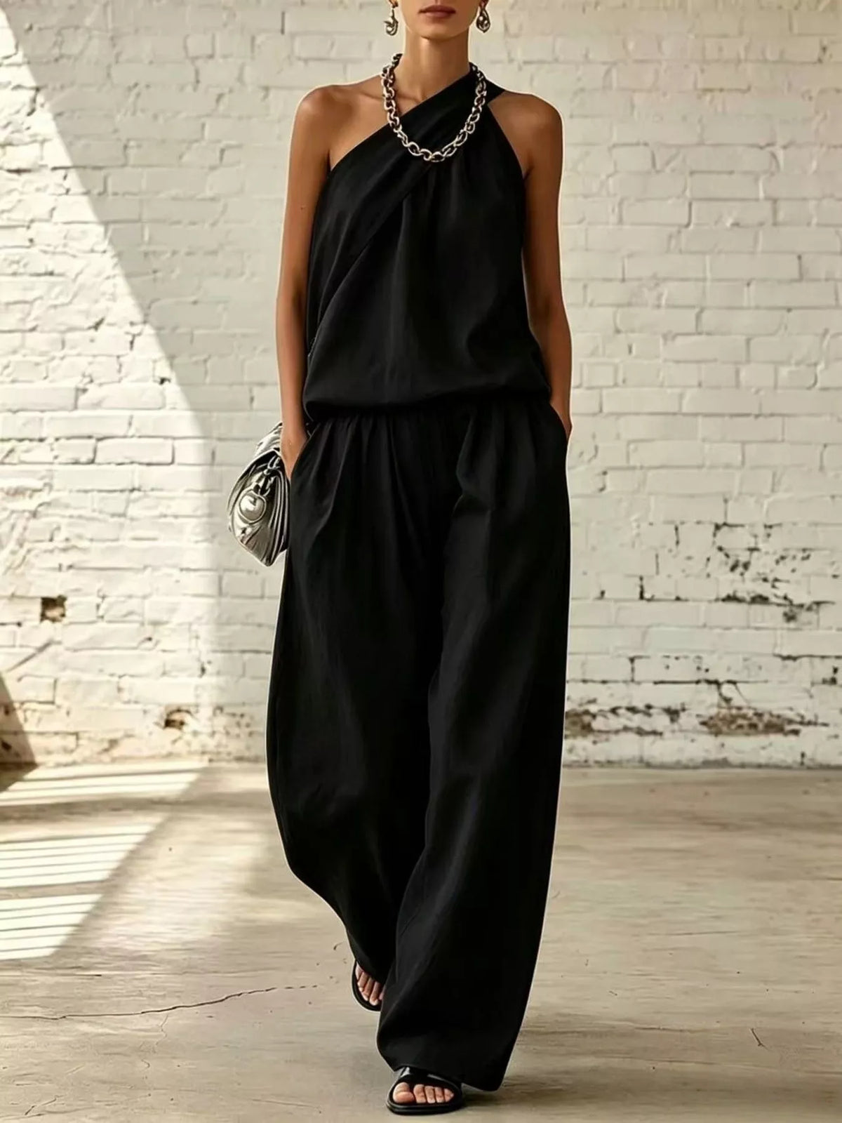 Selene Sleeveless Top and Wide-Leg Pants Set — view 3