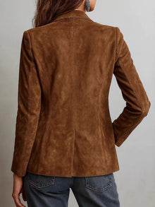 Athena Slim Fit Suede Long Sleeve Blazer — thumbnail 2