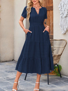Sekhmet Tiered Notched Short Sleeve Dress — thumbnail 19