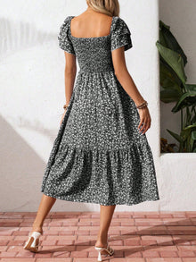 Persephone Floral Print Smocked Ruffle Sleeves Dress — thumbnail 14