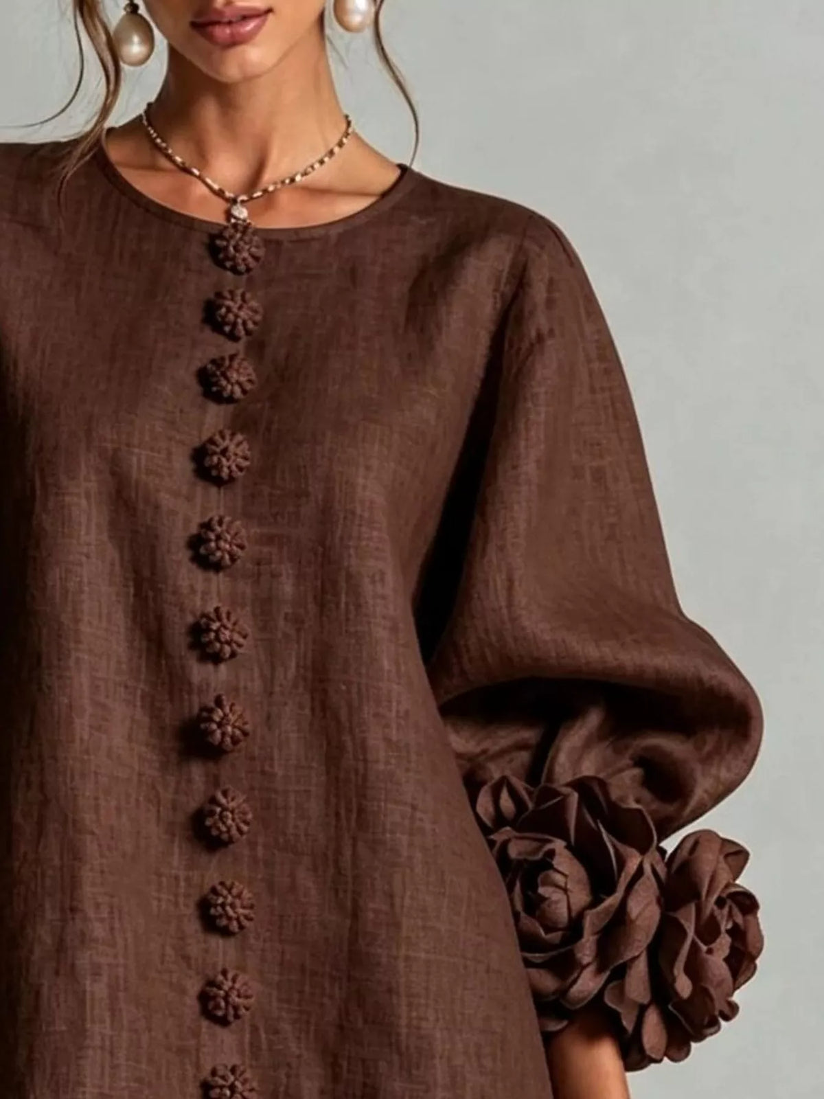 Olwen 3D Floral 3/4 Sleeve Mini Dress — view 16