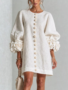 Olwen 3D Floral 3/4 Sleeve Mini Dress — thumbnail 3