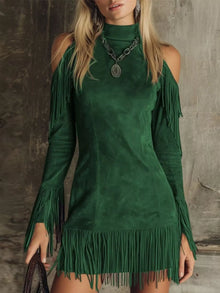Rhiannon Fringed Cold Shoulder Mini Dress — thumbnail 7