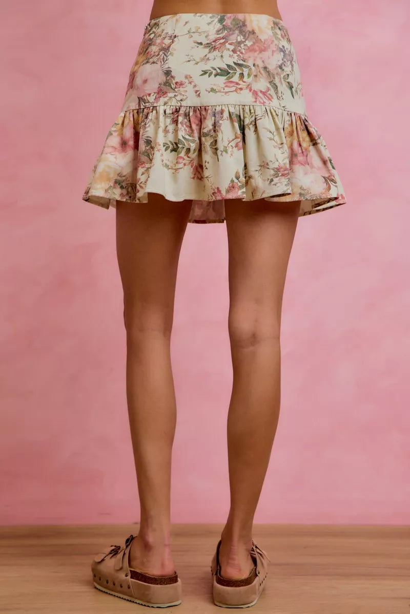 Olwen Floral Print Fit and Flare Mini Skirt — view 3