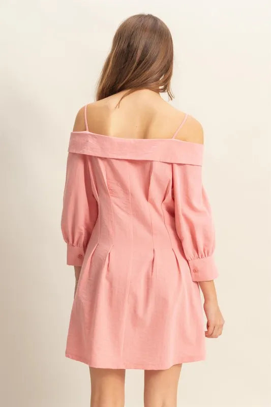 Pele Button Down Spaghetti Strap Mini Dress with Pockets — view 3