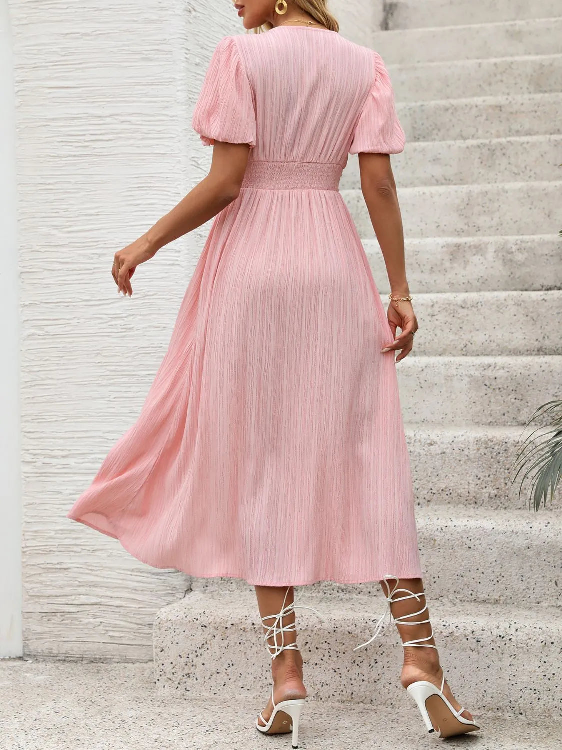 Venus V-Neck Puff Sleeve Dress — view 2