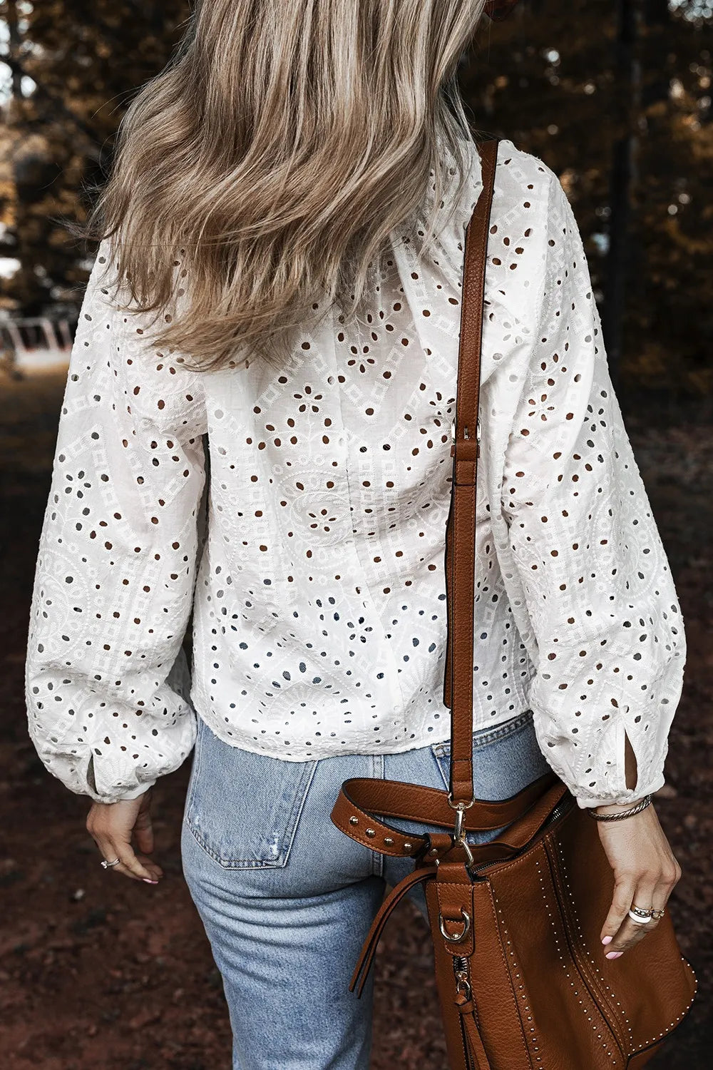 Brigid Eyelet V-Neck Long Sleeve Blouse — view 5