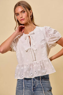 Brigid Eyelet Front Tie Blouse — thumbnail 20