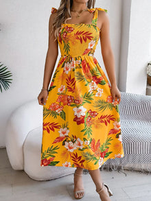 Persephone Smocked Floral Tie Shoulder Midi Dress — thumbnail 7