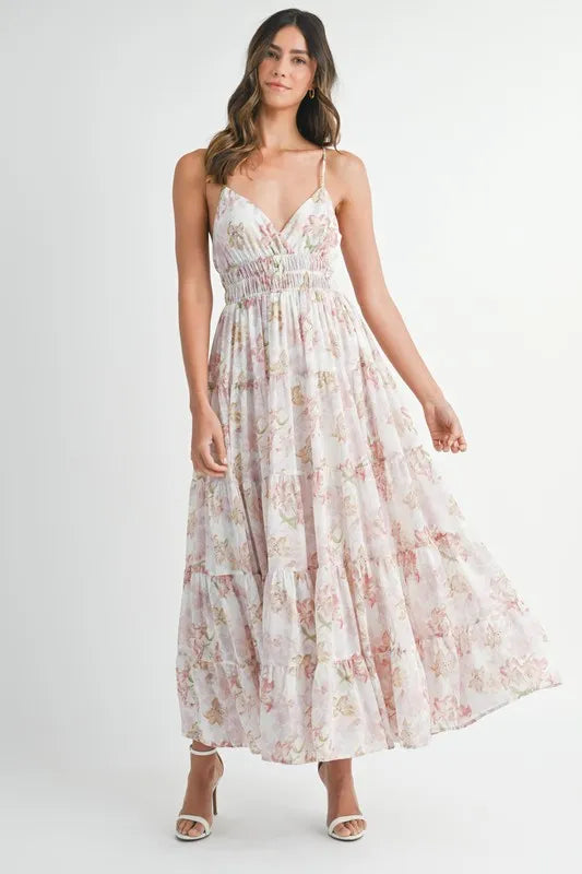 Parvati Floral Print Tiered Cami Maxi Dress