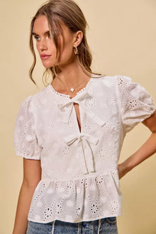 Brigid Eyelet Front Tie Blouse — thumbnail 4