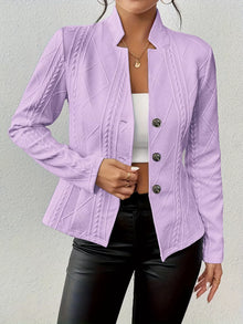 Athena Textured Knit Button-Front Blazer — thumbnail 16
