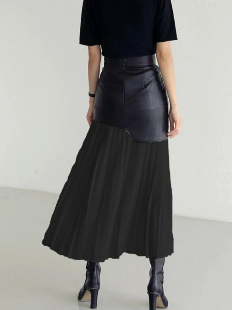 Hecate Contrast Pleated Maxi Skirt styled in the studio