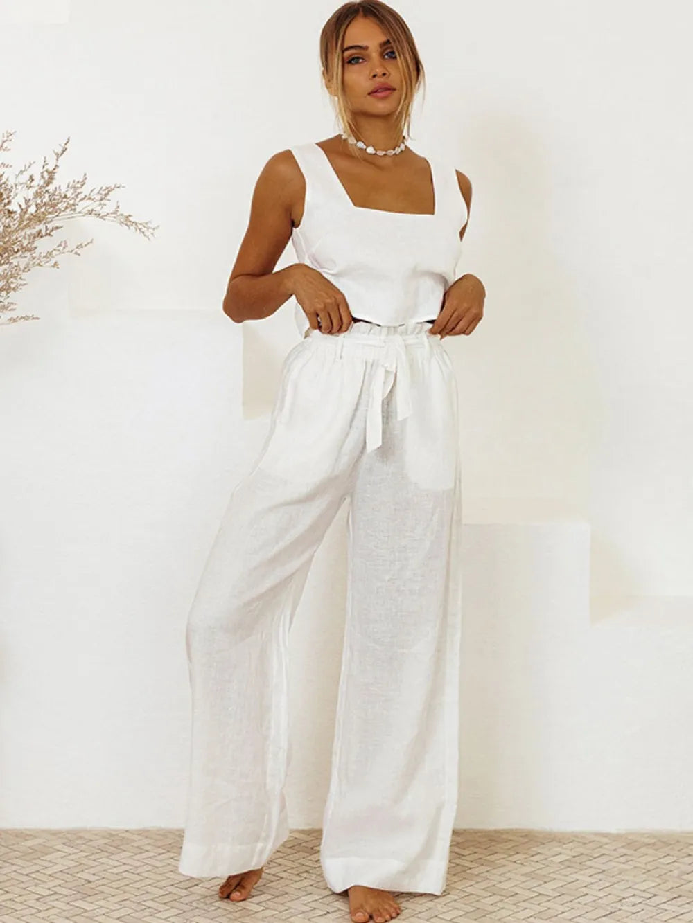 Hathor Square Neck Sleeveless Top and Pants Set — view 4