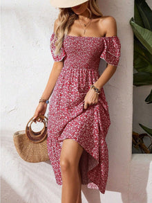 Persephone Floral Print Smocked Ruffle Sleeves Dress — thumbnail 20