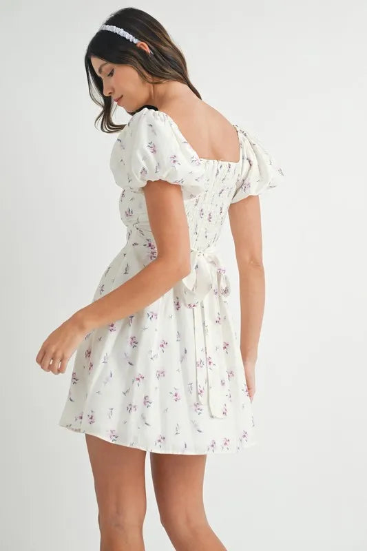 Persephone Floral Puff Sleeve Mini Dress — view 9
