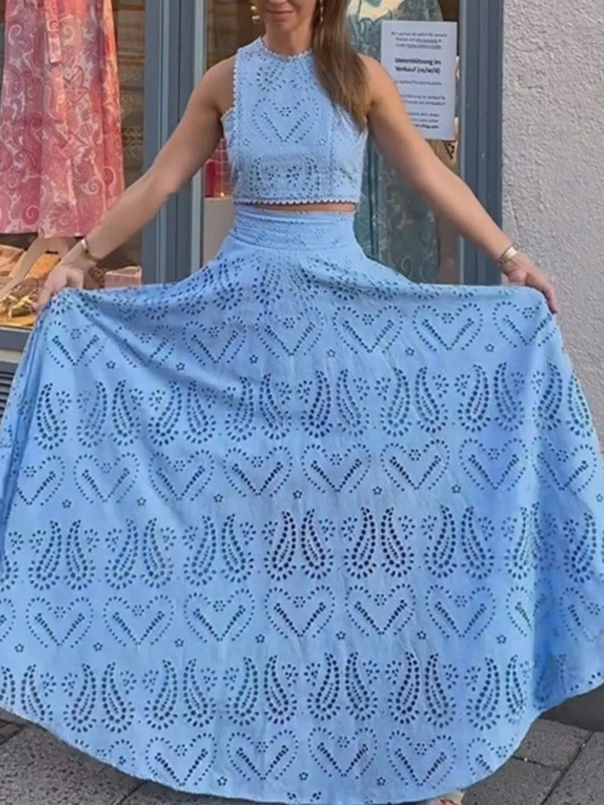 Aphrodite Eyelet Lace Top and Maxi Skirt Set — view 5