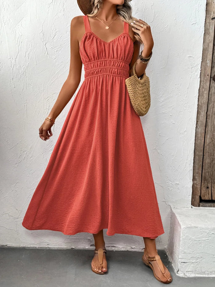 Pele V-Neck Wide Strap Midi Cami Dress