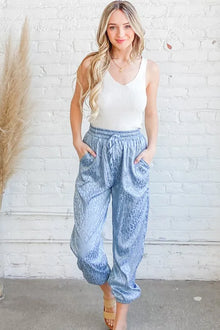 Lakshmi Satin Leopard Print Joggers — thumbnail 5