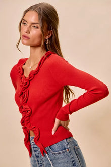 Pele Cascade Ruffle Ribbed Sweater Cardgian — thumbnail 17