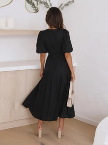 Persephone Tiered Surplice Half Sleeve Midi Dress — thumbnail 17