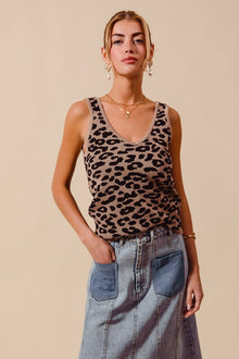 Demeter Leopard Knitted Lightweight V Neck Tank Top — thumbnail 9