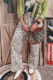Iris Multicolour Western Print Zebra Pattern Elastic Waist Pocket Pants — thumbnail 7