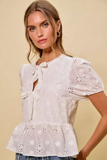 Brigid Eyelet Front Tie Blouse — thumbnail 17