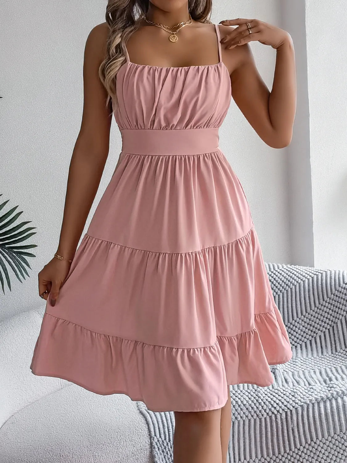 Aphrodite Smocked Back Tiered Cami Dress — view 5