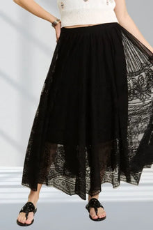 Rhiannon Elastic Waist Raw Hem Lace Maxi Skirt — thumbnail 1
